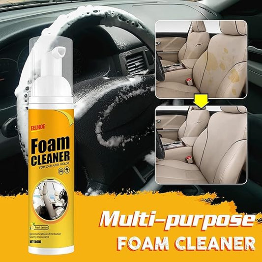 Multi-Purpose Foam Cleaner Spray - Versatile Cleaning Solution for Cars and Homes, Strong Decontamination and Grease-Free Formula