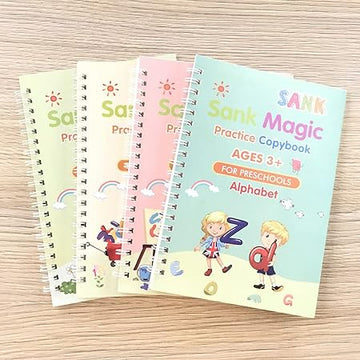 Magic Practice Copybook Set - Reusable Calligraphy and Handwriting Workbook with Pen for Kids and Preschoolers