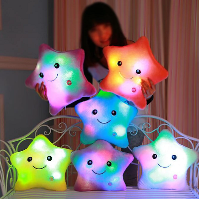 Creative Toy Luminous Relax Body Pillow Soft Stuffed Plush Glowing Colorful Star Shape Cushion Led Light Night Light Toys Gift For Kids Children Girls 7 Colour Changeable bedding bed gift girl present kids toys Cushion ( Without Battery )