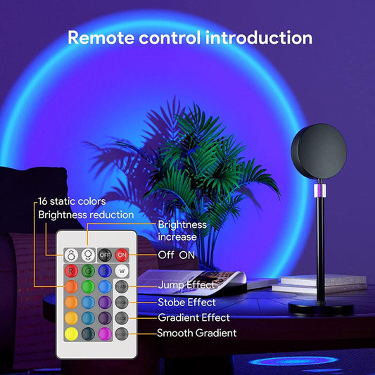 Sunset Lamp Projection Led Lights with Remote, 16 Colors Night Light 360° Rotation Rainbow Lights 4 Modes Setting for Photography/Selfie/ Party/Home/Living Room/Bedroom Decor, Gifts for Women