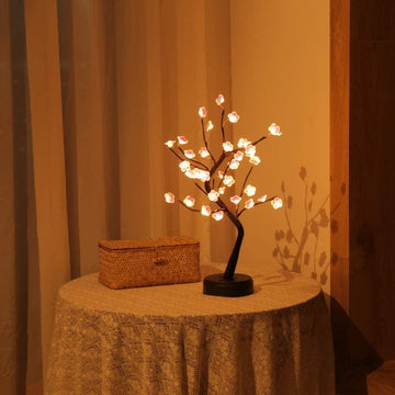 Cherry Blossom Bonsai Tree Light Lamp, Decorative LED Modern Lamps Decor Battery and USB Plug in Flower Tabletop Lighted Tree Table Lamp.