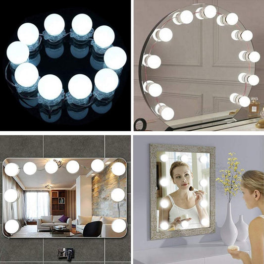 LED Vanity Lights for Mirror, Consciot Hollywood Style Vanity Lights with 10 Dimmable Bulbs, Adjustable Color & Brightness, USB Light Kit, Lights Stick On for Makeup Table & Bathroom Mirror
