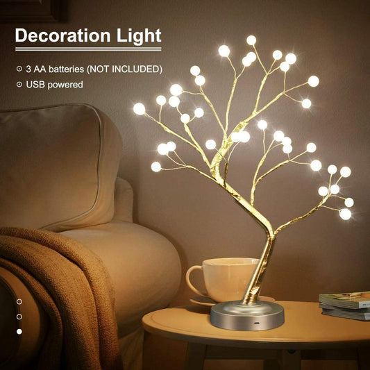 Pearl Bonsai Tree Light Lamp, Decorative LED Modern Lamps Decor Battery and USB Plug in Flower Tabletop Lighted Tree Table Lamp Fairy Light Spirit Tree Christmas Sparkly