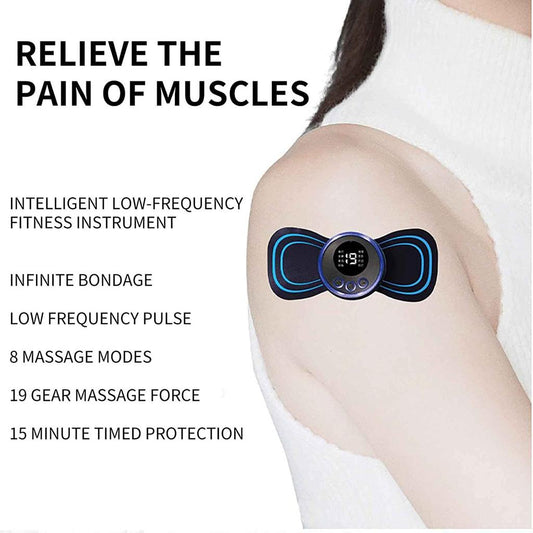 Mini Electric Neck Back Massager EMS Cervical Massage Patch Relief Pain Household Electric Shoulder and Neck Massager, Relaxation