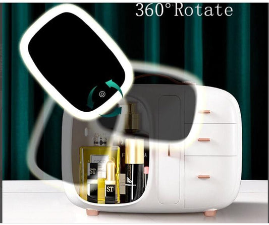 Cosmetic Organizer With Led Light Luxury Jewellery Desktop Drawer Manager Beauty Case