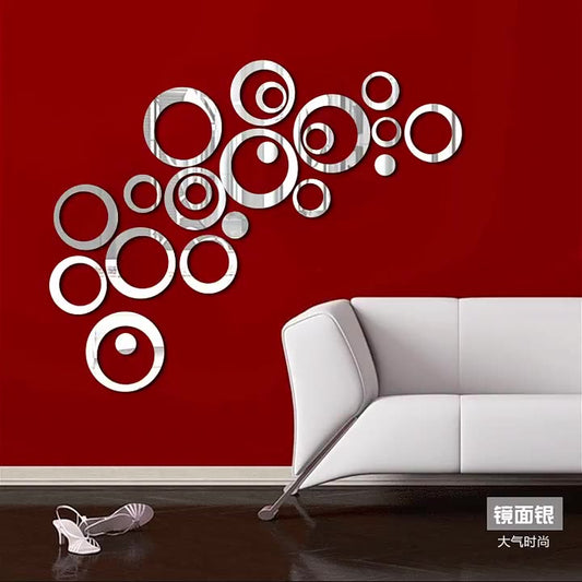24pcs/set Acrylic Mirror Surface Polka Dots Circle Wall Sticker Home Decor Living Room Bedroom Decoration Poster Round Art Mural
